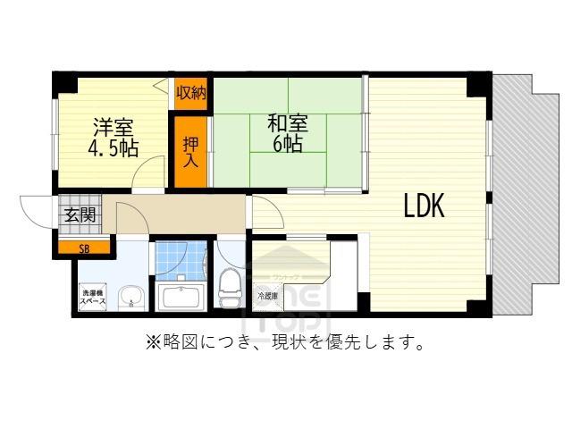 ボンヌ愛(2LDK/2階)の間取り写真