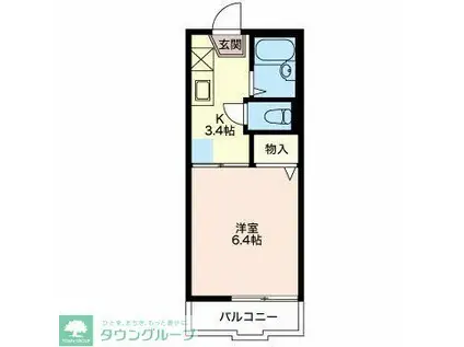 ジュネス瑞穂(1K/2階)の間取り写真