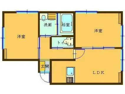 ラフティ(2LDK/1階)の間取り写真