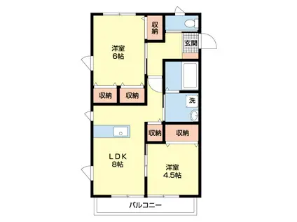 プレミアコートI(2LDK/1階)の間取り写真