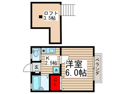 レインボーハイツ柴又(1K/2階)の間取り写真