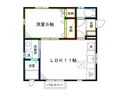カルム東中野(1LDK/1階)の間取り写真