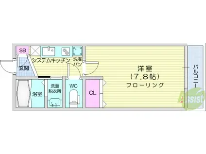 SOLA福田町(1K/3階)の間取り写真