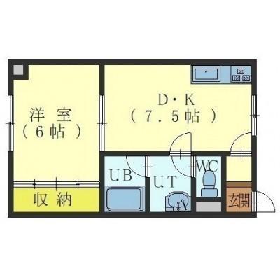 リバーコート(1DK/3階)の間取り写真