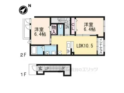 リバーサイド2(2LDK/2階)の間取り写真