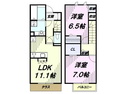フェリーチェ(2LDK/1階)の間取り写真