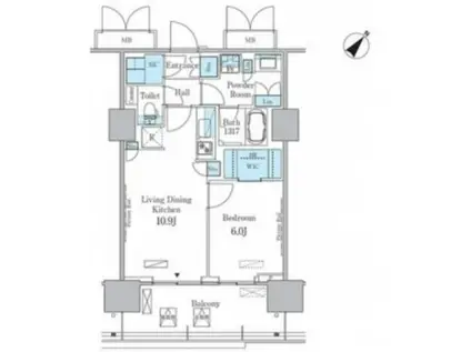 HARUMI FLAG PORT VILLAGE C棟(1LDK/8階)の間取り写真