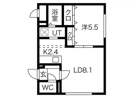 グランメール アーバンII(1LDK/4階)の間取り写真