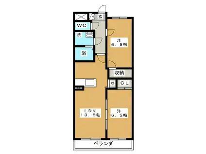 グランドパレス(2LDK/2階)の間取り写真