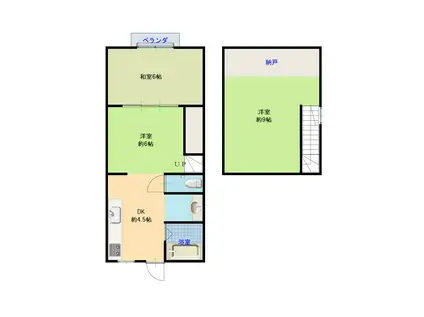 グリーンハウス(2DK/4階)の間取り写真