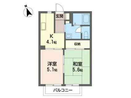 ティアードB(2K/2階)の間取り写真