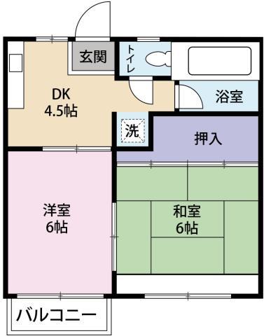 ハイツ森B(2DK/1階)の間取り写真