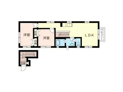 ディアス市川(2LDK/2階)の間取り写真