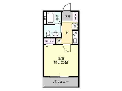 ZEROチンタイウィングコート南浦和(1K/2階)の間取り写真