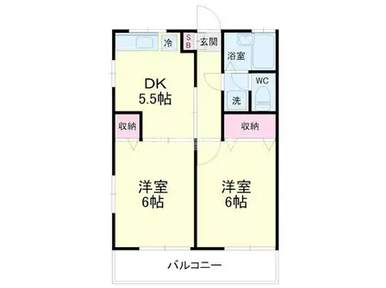 ビバリーハウス早出A(2DK/2階)の間取り写真