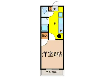 ウィングス21(1K/2階)の間取り写真