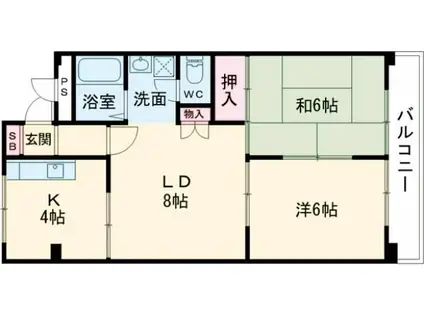 中津ハイツ78(2LDK/4階)の間取り写真