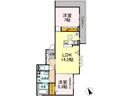アヴニール(2LDK/2階)の間取り写真