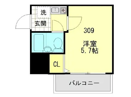 ナインアーバン横濱駅東館(1K/3階)の間取り写真