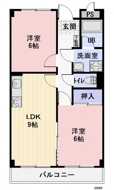 リンピアハピネス(2LDK/3階)の間取り写真
