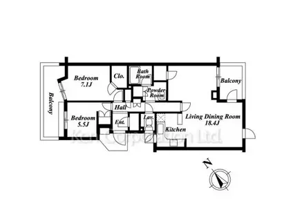 クラッシィハウス山手町(2LDK/1階)の間取り写真