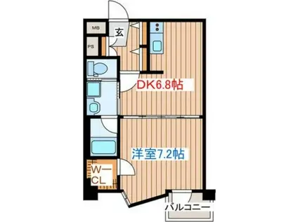 マルタマファイブリッジ(1DK/4階)の間取り写真