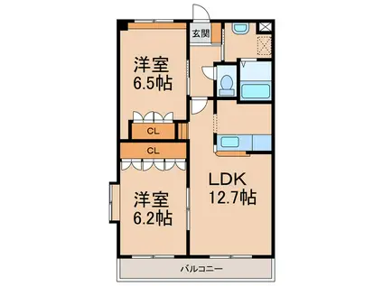 アイリス(2LDK/2階)の間取り写真