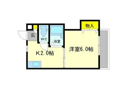 テラスパーク吹田(1K/2階)の間取り写真