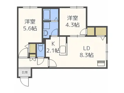 メゾンドK(2LDK/2階)の間取り写真