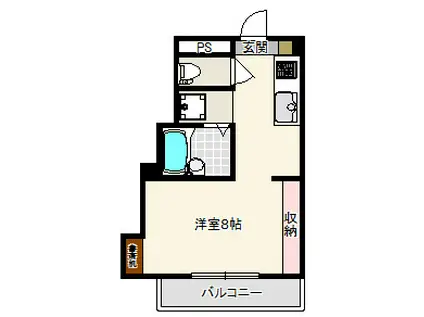 ベルビー緑(ワンルーム/1階)の間取り写真