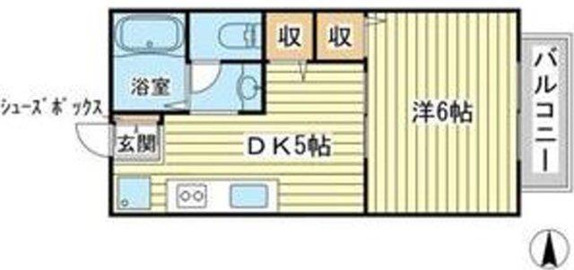 ラポール弍番館(1DK/2階)の間取り写真