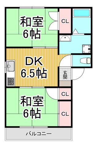 パストラルコート(2DK/2階)の間取り写真