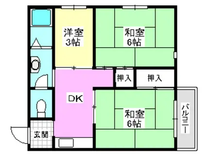 オークヴィラ1号(3DK/3階)の間取り写真