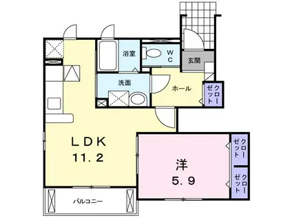 レジデンス・セレノ(1LDK/1階)の間取り写真