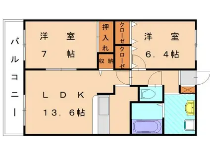 ハイランド花見(2LDK/4階)の間取り写真