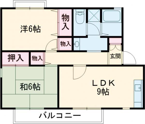 ロイヤルパーク広瀬E棟(2LDK/2階)の間取り写真