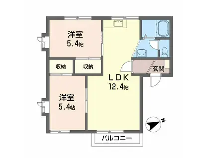 グリーンヒルズCHIDA(2LDK/1階)の間取り写真