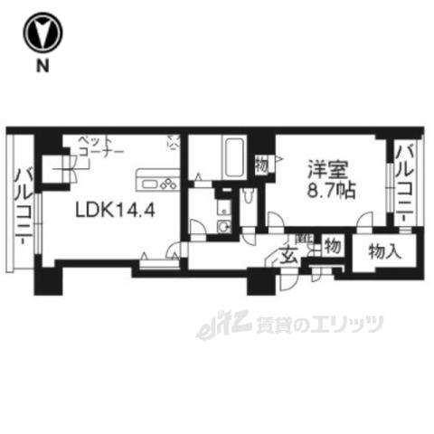 I-ARTS七条大宮(1LDK/6階)の間取り写真