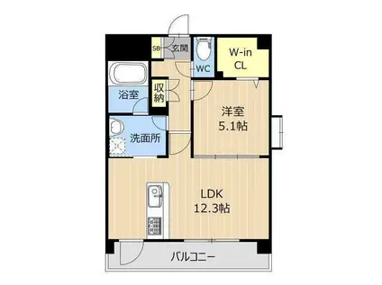 クイーンズ藤崎表参道(1LDK/8階)の間取り写真