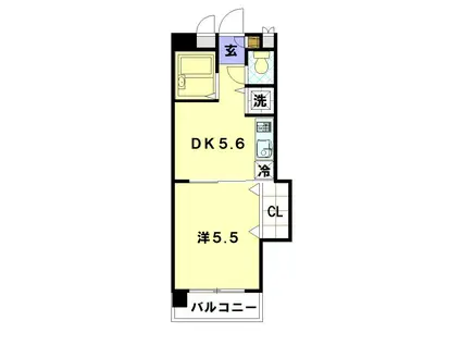 シャイニングスタービル(1DK/2階)の間取り写真