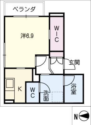 BELDMIR I-CA(1K/2階)の間取り写真