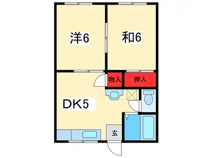 ケイスタハイツB(2DK/2階)の間取り写真