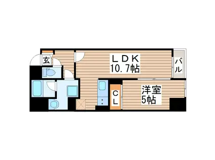 アリオール一番町(1LDK/3階)の間取り写真