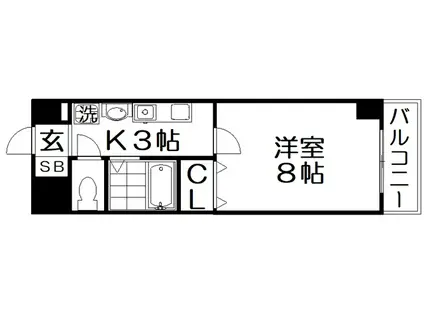 サンライズ大和田(1K/4階)の間取り写真