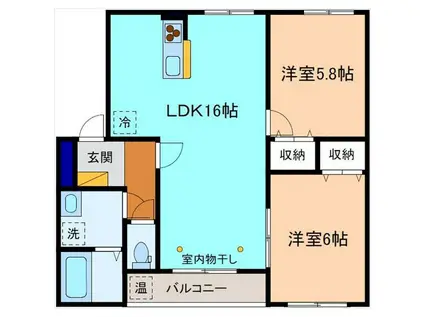 グロワール(2LDK/1階)の間取り写真