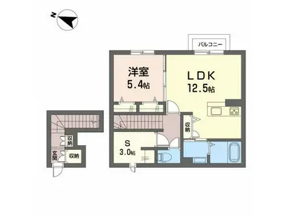 フィオーレ本町(1SLDK/2階)の間取り写真