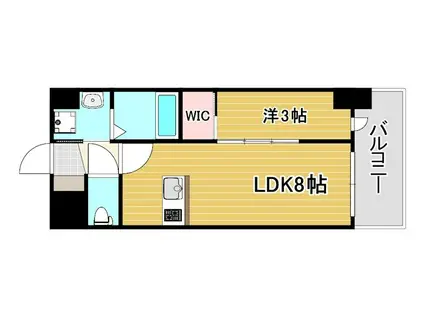アドバンス神戸ラシュレ(1LDK/8階)の間取り写真