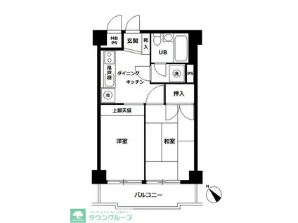 ダイアパレス日吉(2DK/2階)の間取り写真