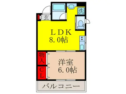 WIN ROAD 内本町(1LDK/3階)の間取り写真