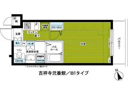 フェニックス吉祥寺弐番館(1K/2階)の間取り写真